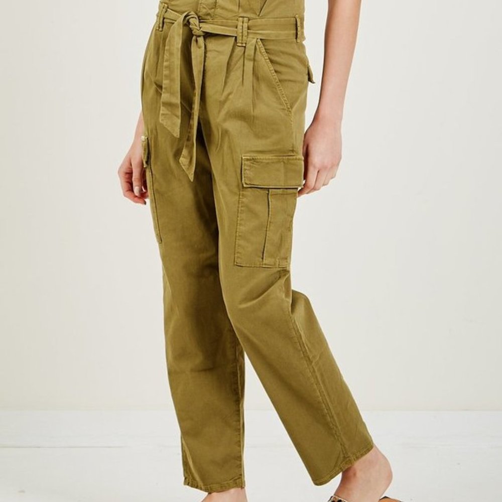 Mother Denim The Greaser Paperbag Pants Pleated Cargo Ankle Green Pocket 26